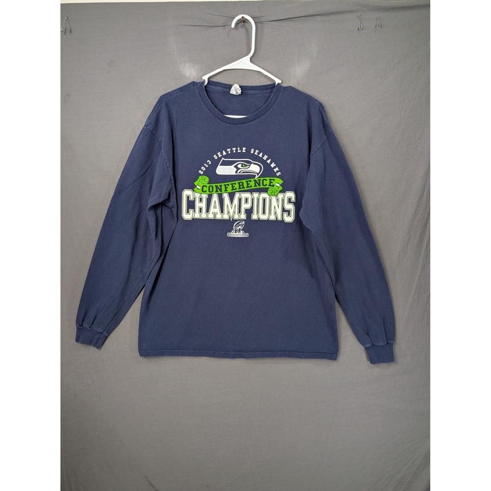 NFL Seattle Seahawks 2013 NFC Conference Champions Long Sleeve Shirt Navy Blue L